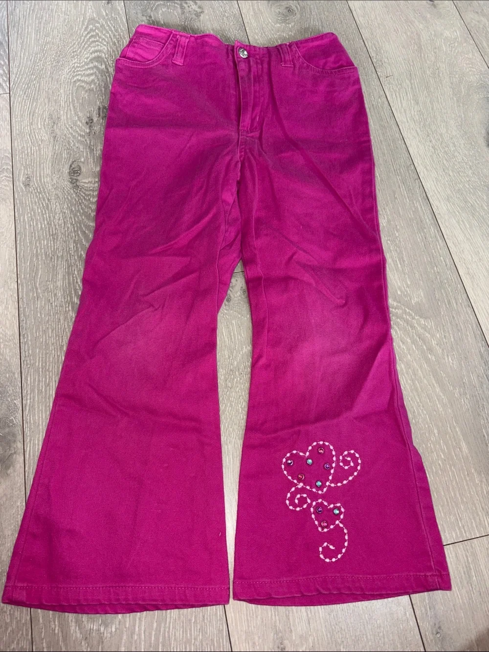Disney Fuchsia Corduroy Flare Pants with Heart Rhinestones - Picture 1 of 3